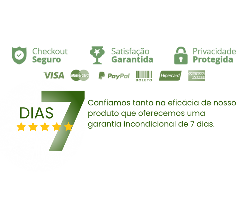 Checkout seguro, satisfação garantida e 7 dias de garantia